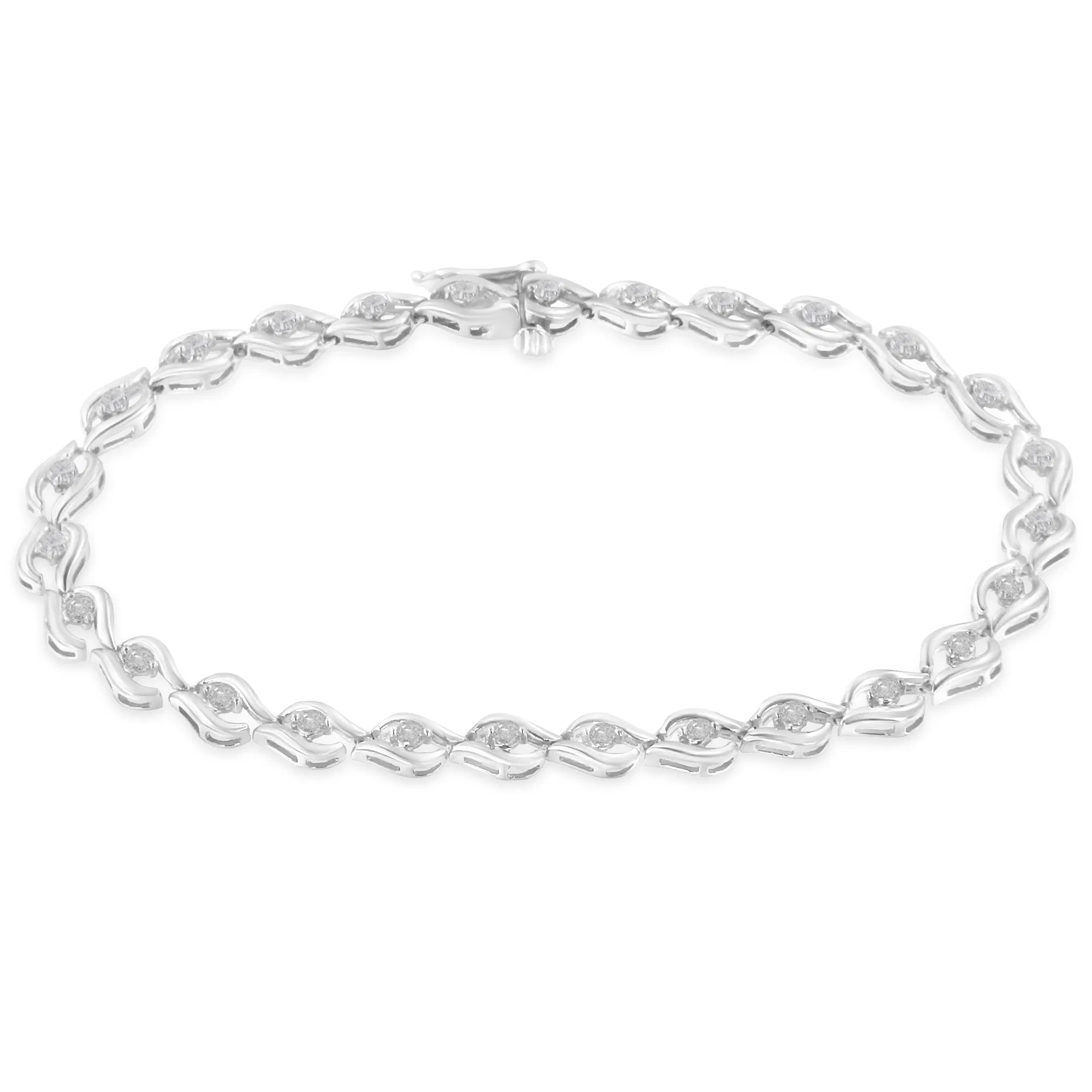 .925 Sterling Silber 1 / 2 Cttw Rose Cut Diamond Almond Shape Link Tennis Armband (I-J Farbe, I3 Klarheit) - 7