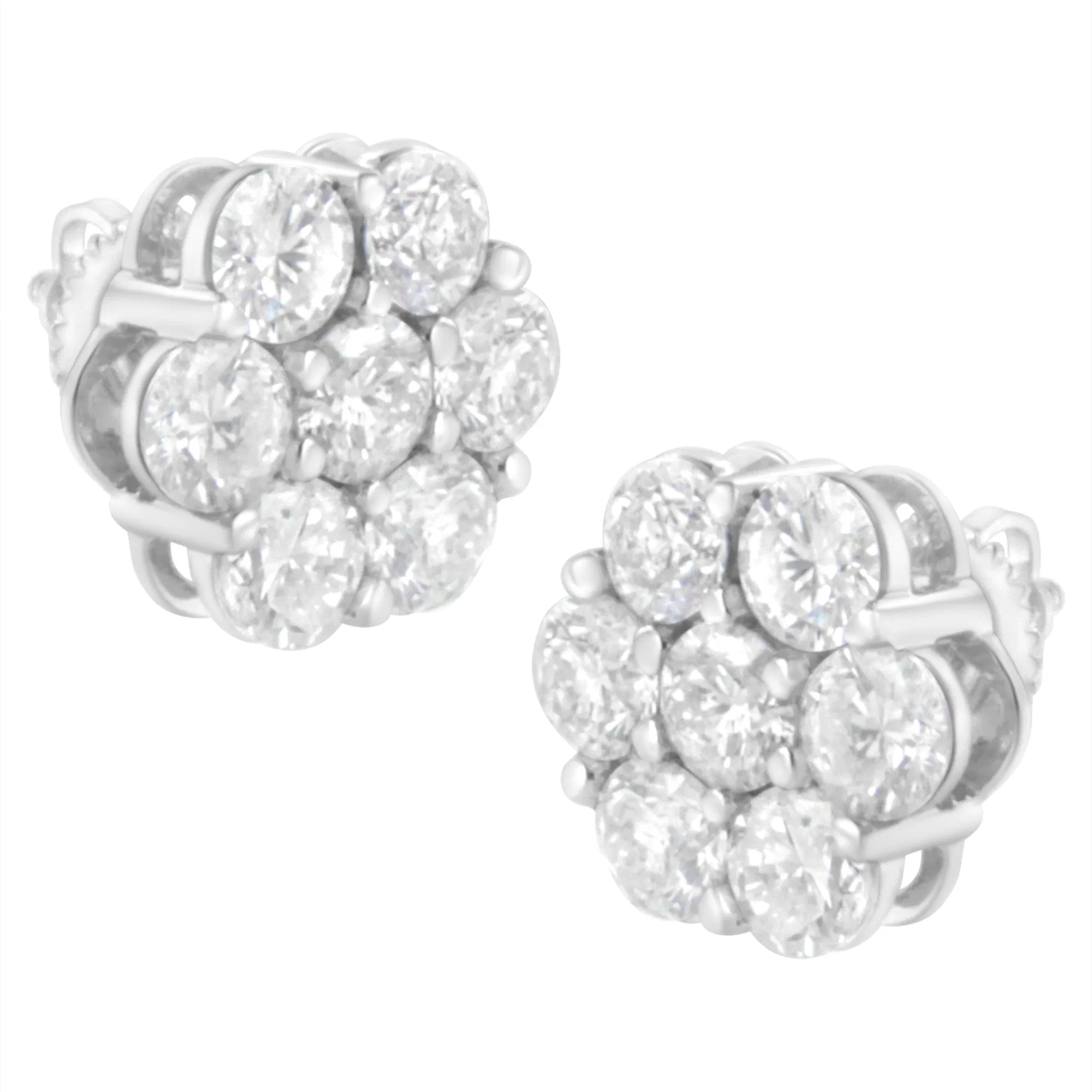 14 Karat Weißgold 4 cttw Diamantblumen Ohrring (H-I Klarheit, SI2 - I1 Farbe)