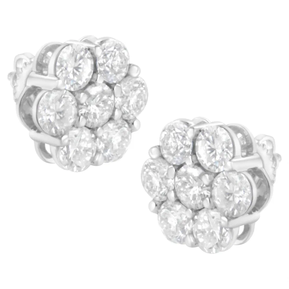 14 Karat Weißgold 4 cttw Diamantblumen Ohrring (H-I Klarheit, SI2 - I1 Farbe)