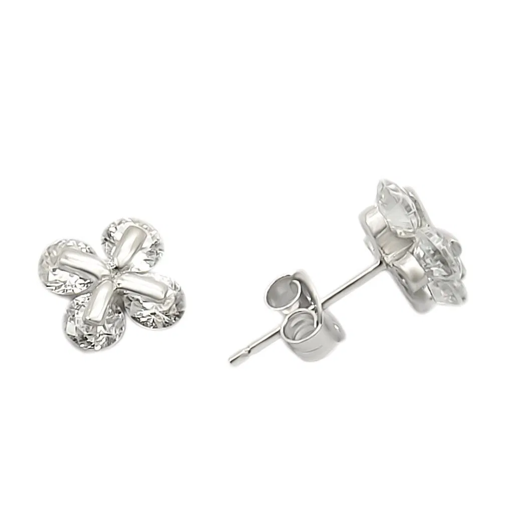 LOS305 - Rhodium 925 Sterling Silber Ohrringe mit AAA-Klasse CZ in Clear