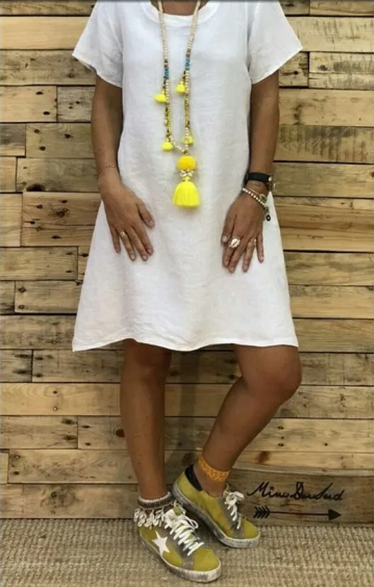 Große Damen Kurzärme Kleid Sommer neue Damen Kleidung