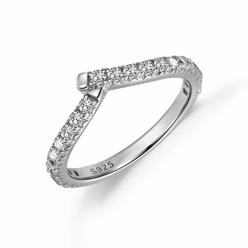 S925 Sterling Silber Brilliant Diamant mit Kleinem Eingebauten Ring