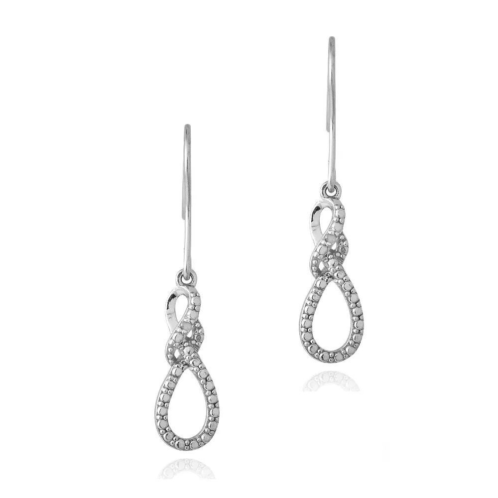 Sterling Silber Diamant Akzent Infinity Twist Dangle Ohrringe