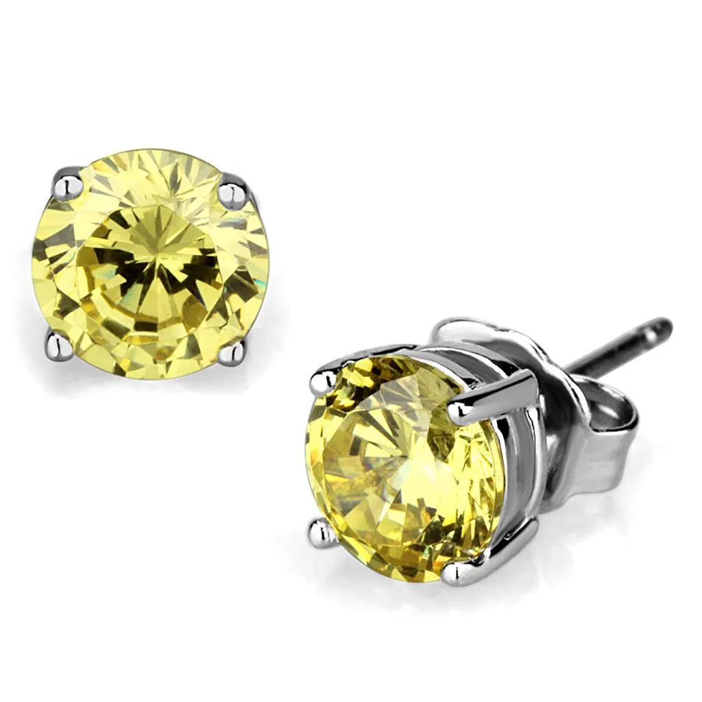 LO3953 - Rhodium-Messing - Ohrringe mit AAA-Klasse CZ in Citrine Gelb