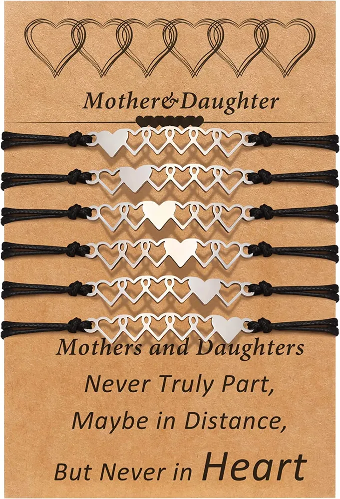 Desimtion Muttertag Geschenke; Mutter Tochter Armbänder Set für 2; 3; 4; 5; 6.Matching Herz Zurück zur Schule Armbänder für Mama und Ich Ostergeschenke für Mädchen