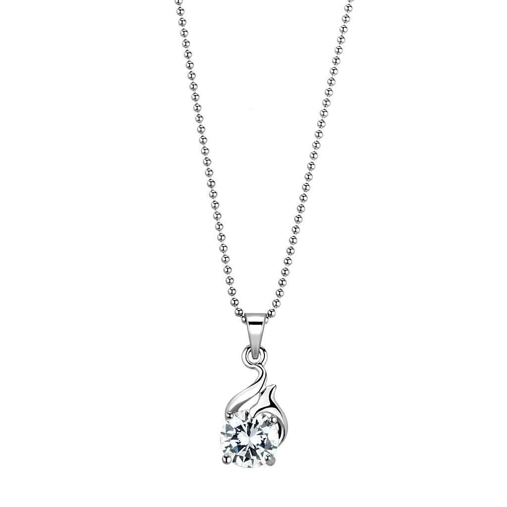 LO4165 - Rhodium-Brass - Kettenhänger mit AAA-Klasse CZ in Clear