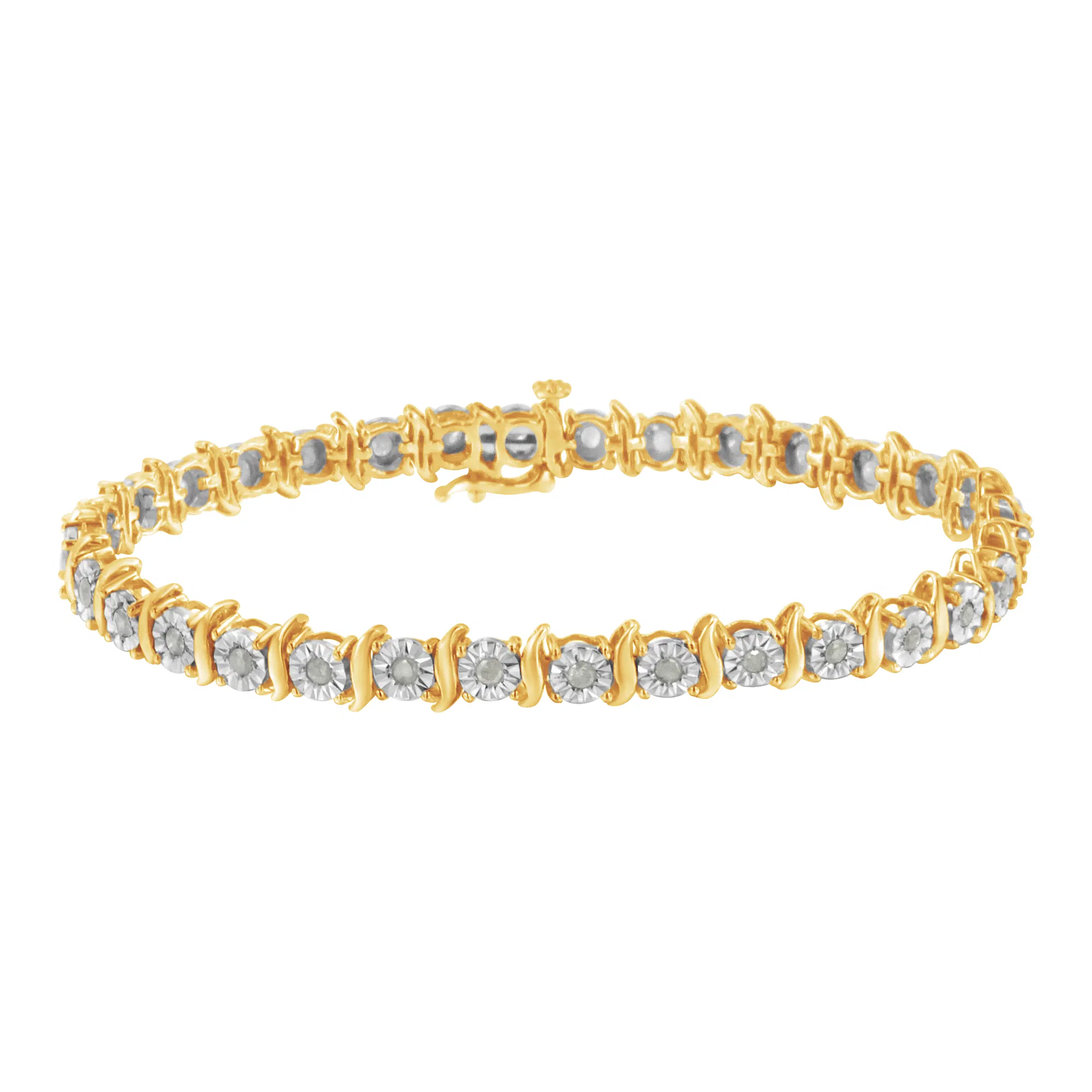 .925 Sterling Silber 1,0 Cttw Diamant S-Curve Link Miracle-Set Tennis Armband (I-J Farbe, I3 Klarheit)