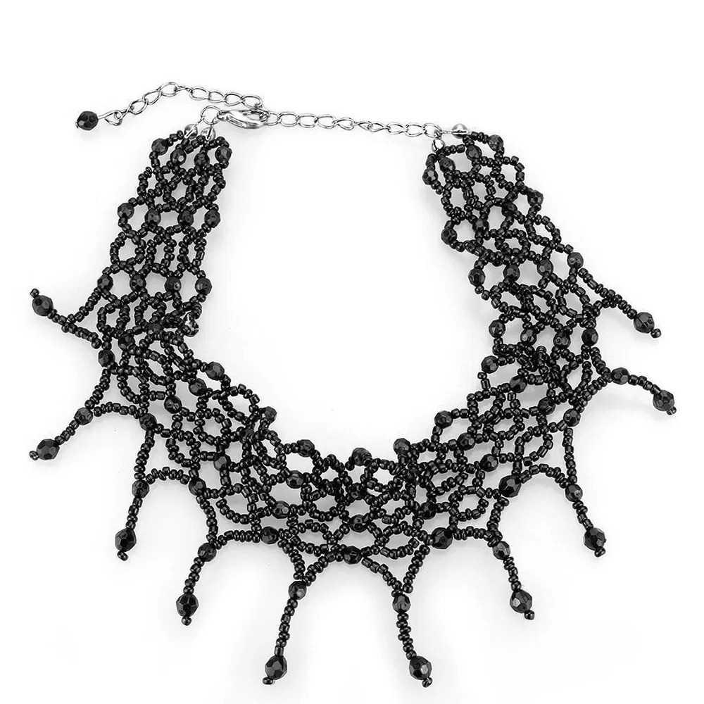 LO4717 - Rhodium-Messing - Halskette mit synthetischem Glas in Jet