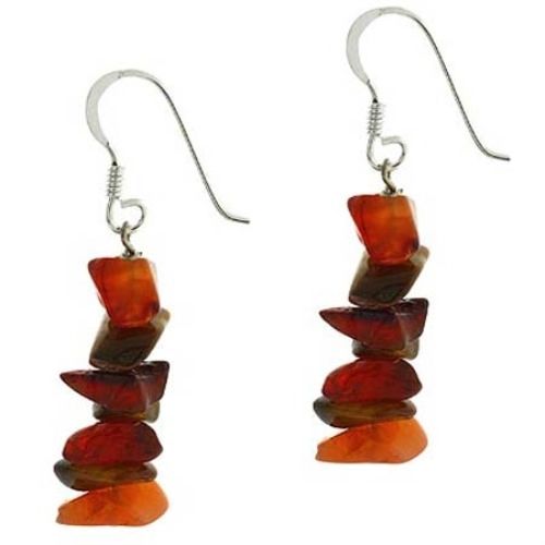 Sterling Silber Carnelian & Tiger Eye Chips Dangle Ohrringe
