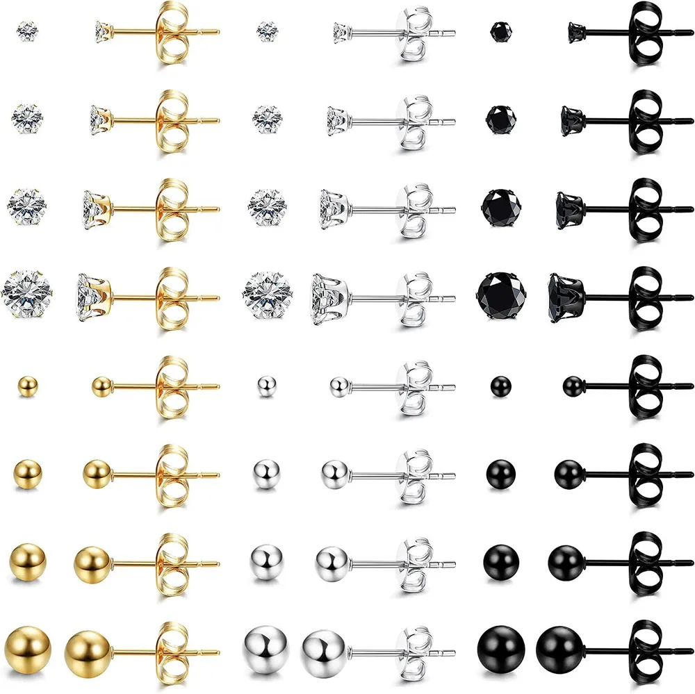 Stud Ohrringe 316L chirurgischer Knorpel Piercing 20G Stud Ohrringe Stil Ball Kubik Zirkonium Farbe