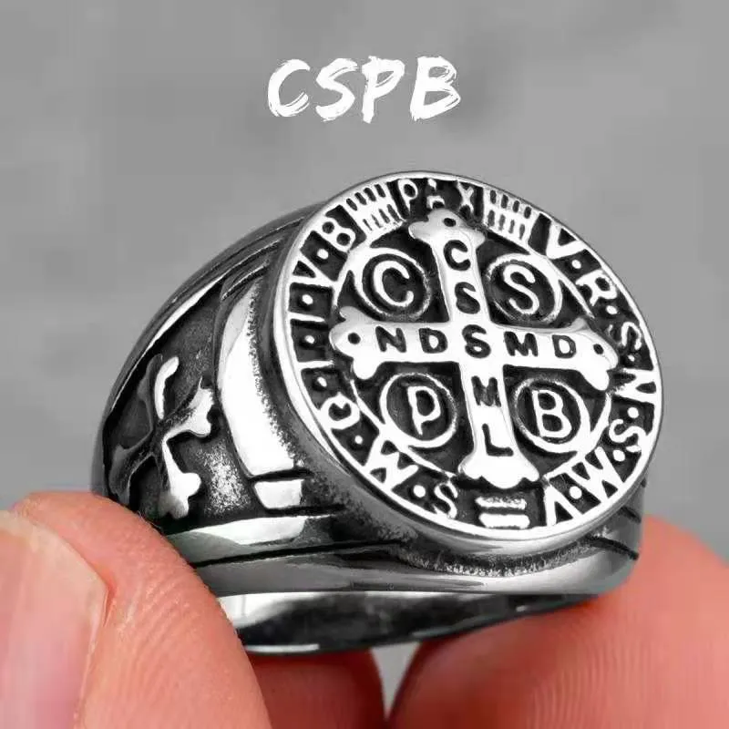 Cspb Cross Männer Edelstahl Titan Stahl Ring