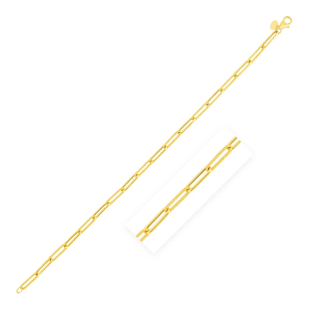 14 Karat Gelbgold Textured Paperclip Chain (3,5 mm)