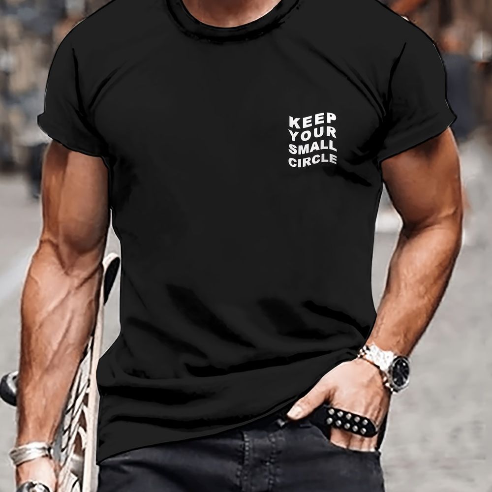 Herren Sommer Casual T-Shirt - atmungsaktive Polyesterfaser, runder Hals, kurzer Ärmel, einzigartiges Buchstaben-Druck - Design, maschinell waschbar