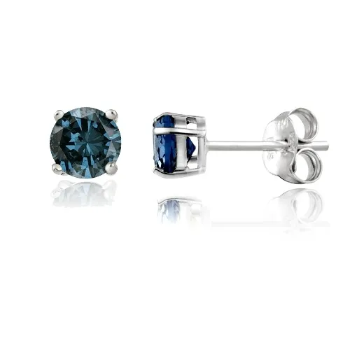 Sterling Silber 1 / 2ct Blue Diamond Stud Ohrringe