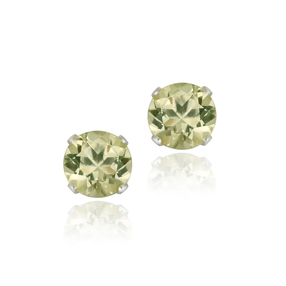 Sterling Silber 1,5ct Lime Quarz Stud Ohrringe, 6mm