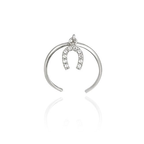 Sterling Silber Hanging CZ Horseshoe Toe Ring