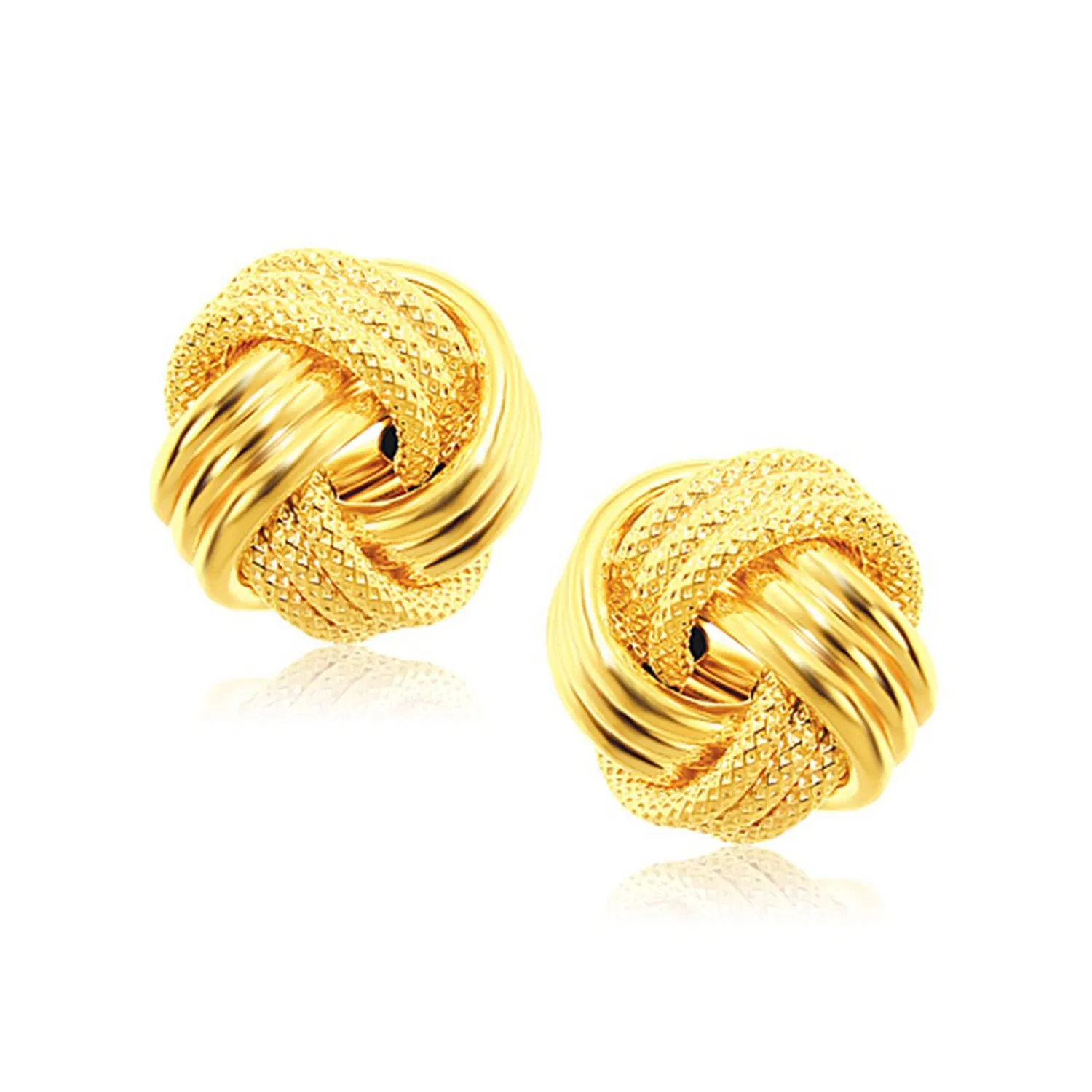 Verwebte Love Knot Stud Ohrringe in 14 Karat Gelbgold (12,7 mm)