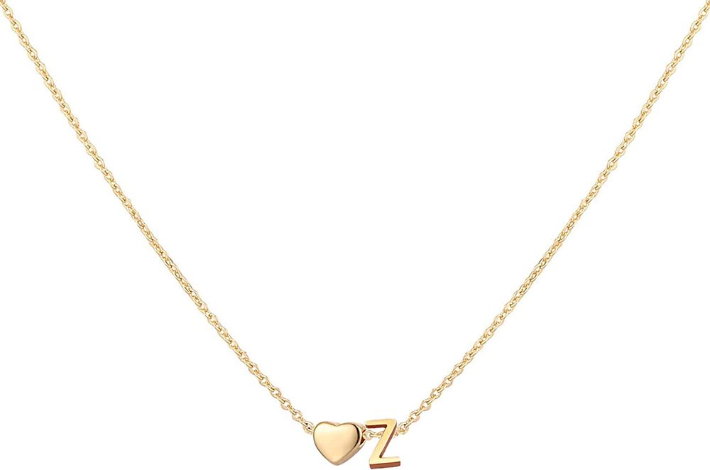 Glimmerst Initial Heart Kette; 18K Gold Plated Edelstahl Tiny Heart Letter Kette Personalisierte Monogramm Name Kette für Frauen Mädchen