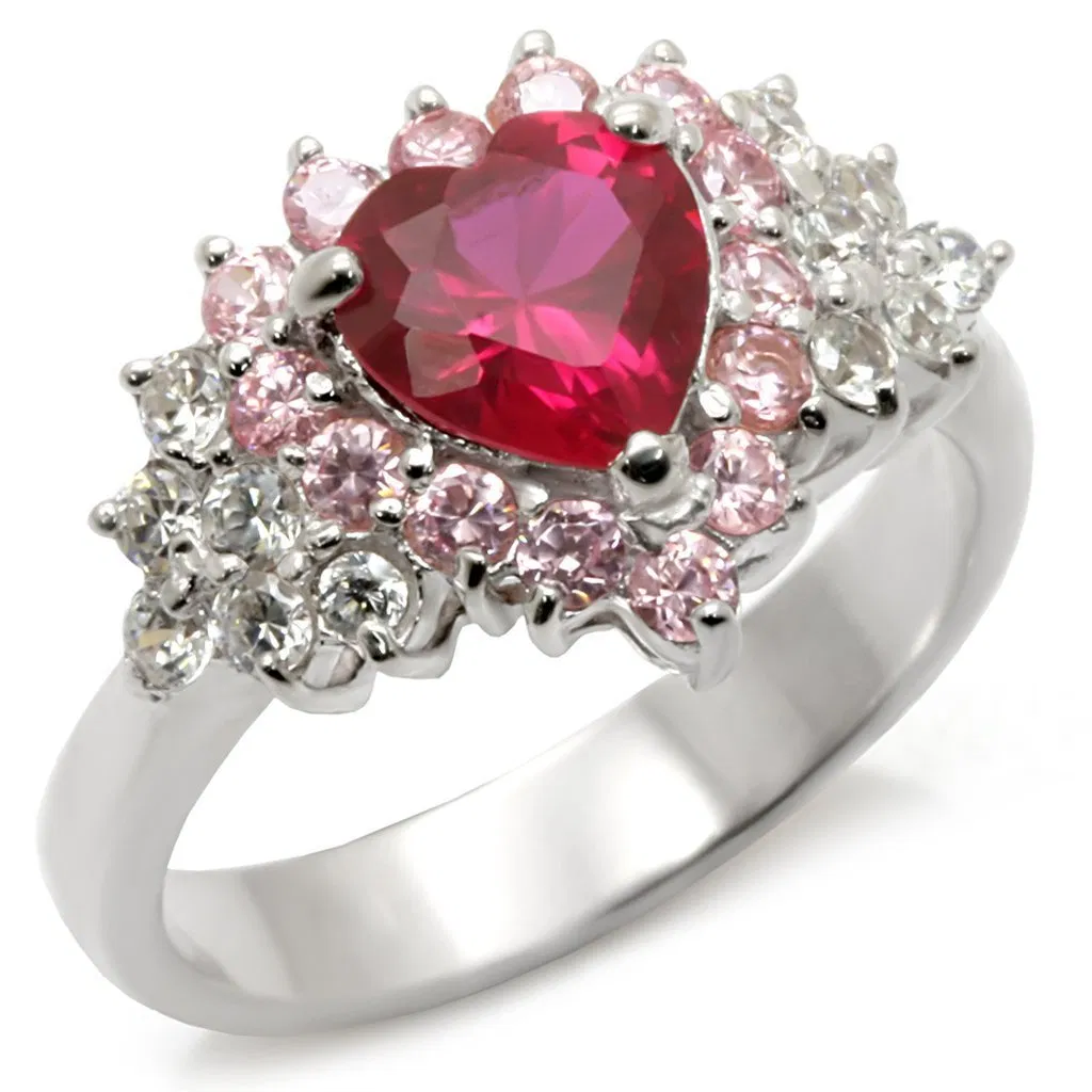 35701 - Hochpolierter 925 Sterling Silberring mit synthetischem Granat in Rubin