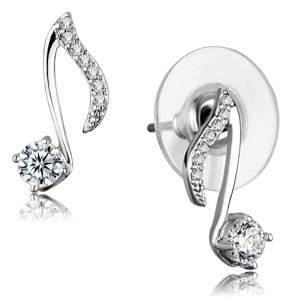 TS284 - Rhodium 925 Sterling Silber Ohrringe mit AAA-Klasse CZ in Clear