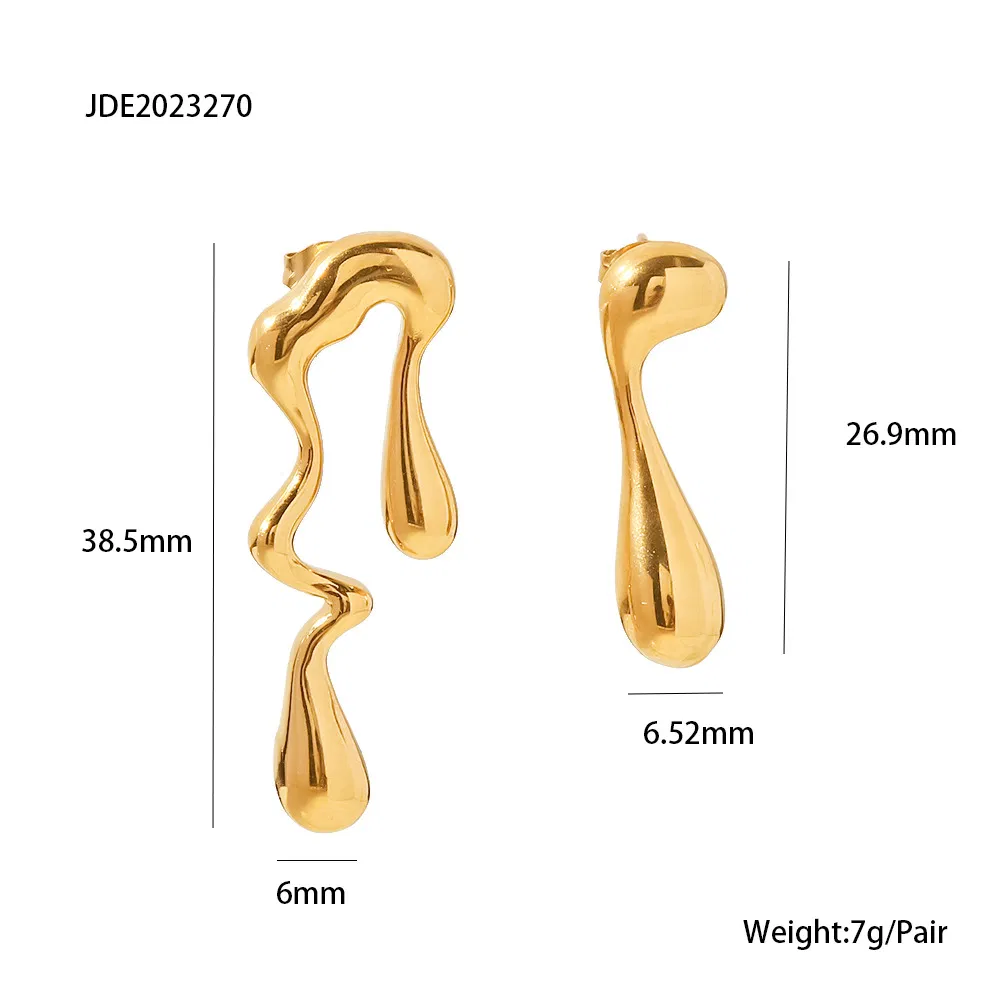 Mode-Persönlichkeit 18K Gold-beschichtete unregelmäßige Titan Stahl Ohrringe