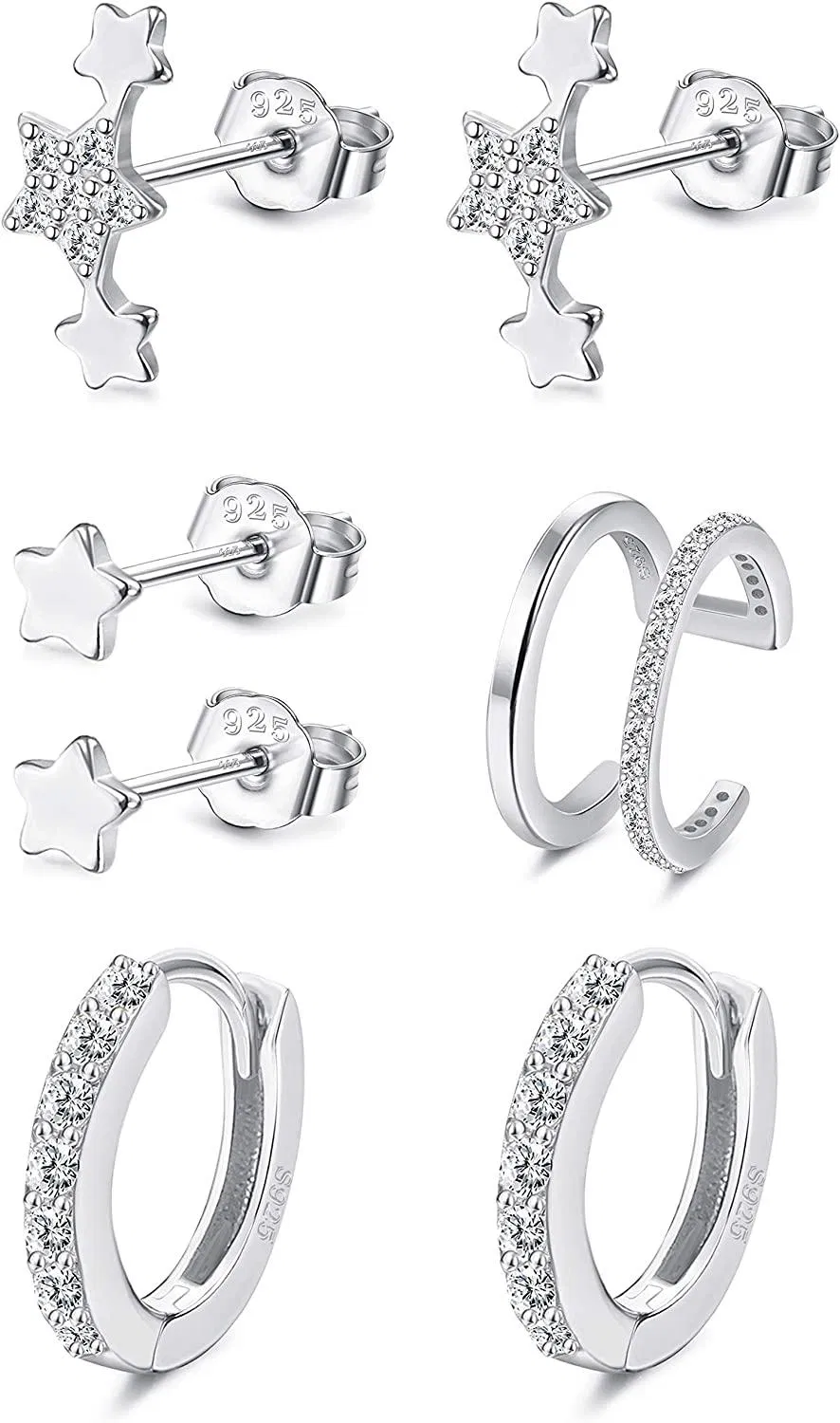 925 Sterling Knorpel Ohrringe Set für Frauen 18K Goldplated Cubic Zirkonia Knorpel Stud Ohrringe kleine Knorpel Hoop Ohrringe