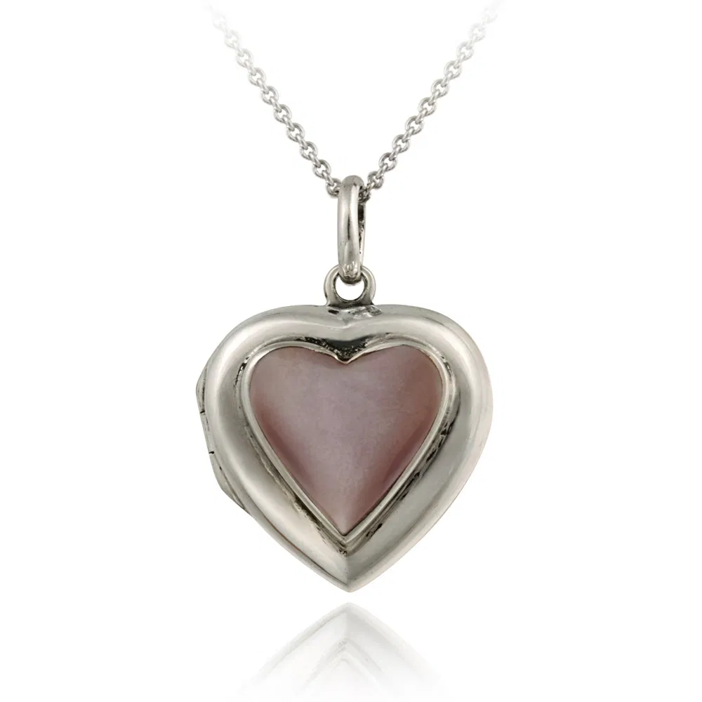 Sterling Silber Pink Shell Herz Locket Anhänger