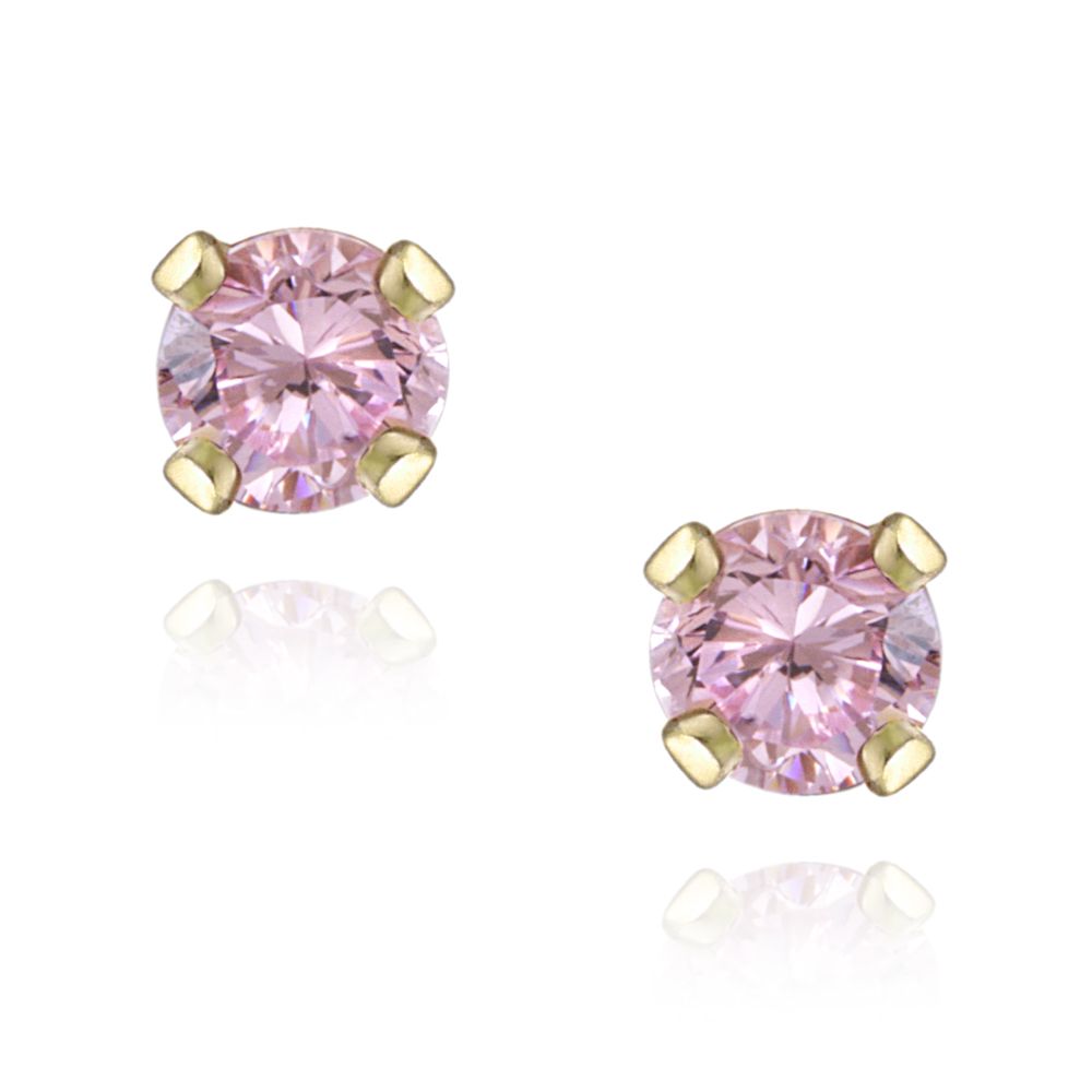 18 Karat Gold über Sterling Silber 1 / 5ct Licht rosa CZ Stud Ohrringe, 3mm