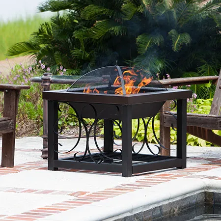 Hammertone Bronze Finish Cocktail Tisch Feuer Pit