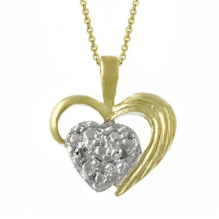 18 Karat Gold über Silber Zwei-Ton Diamant Akzent Herz Anhänger
