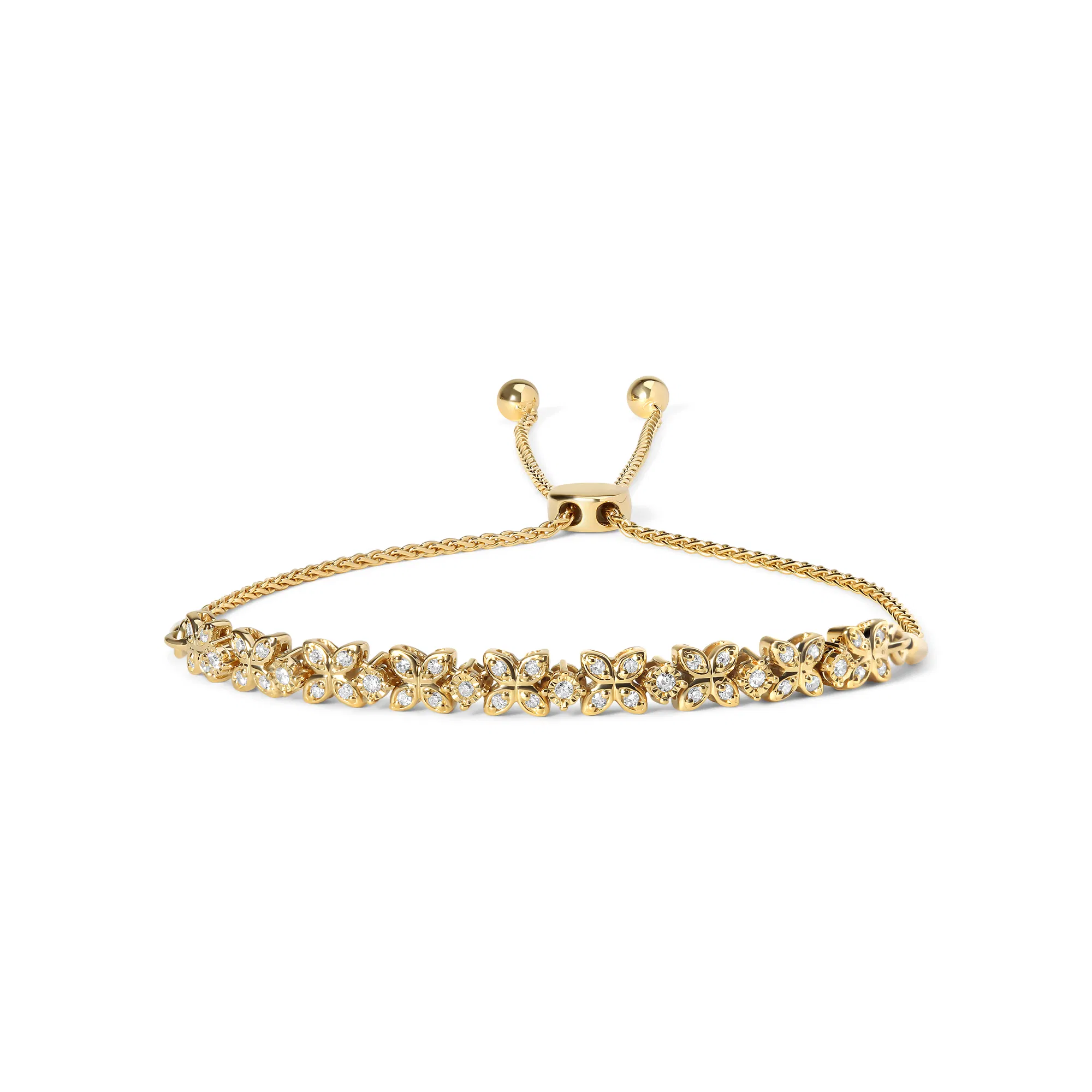 Bolo 18K Gelbgold Plated .925 Sterling Silber 1 / 4 Cttw Diamant Marquise Shaped Link 4