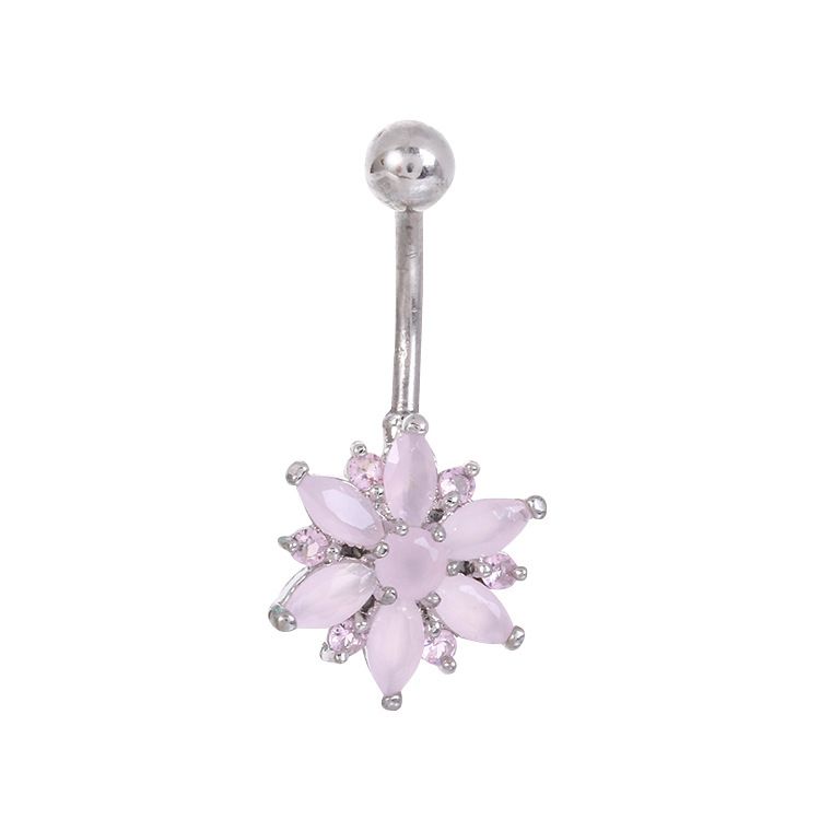 Edelstahl Zirkon Chrysanthemum Bauch Ring Kurz