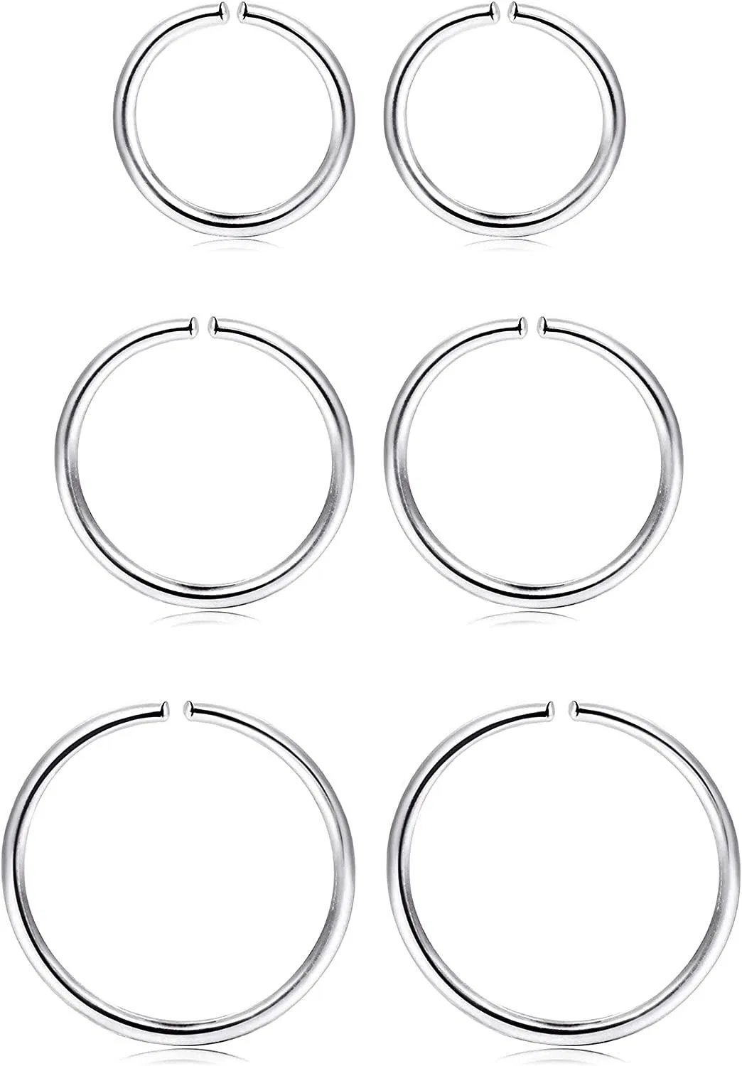 3 Paare 925 Sterling Silber kleine Hoop Ohrringe kleine Hoop Knorpel Ohrringe für Frauen Männer Nasenringe Helix Tragus Körper Piercing 6MM 8MM 10MM