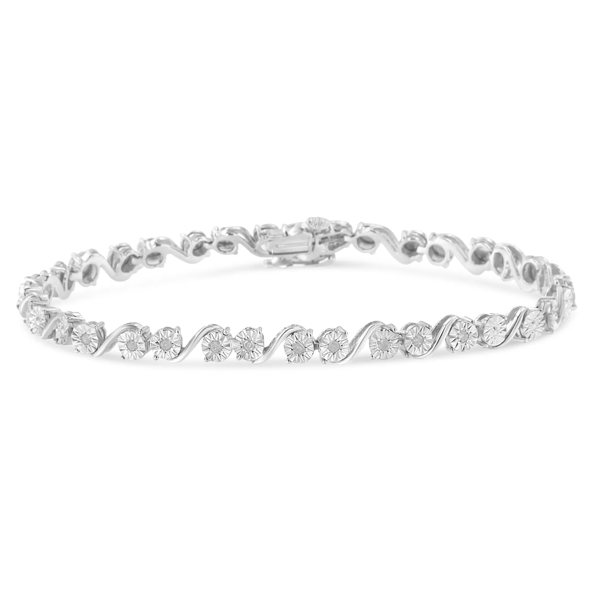 .925 Sterling Silber 1 / 10 Cttw Round Diamond