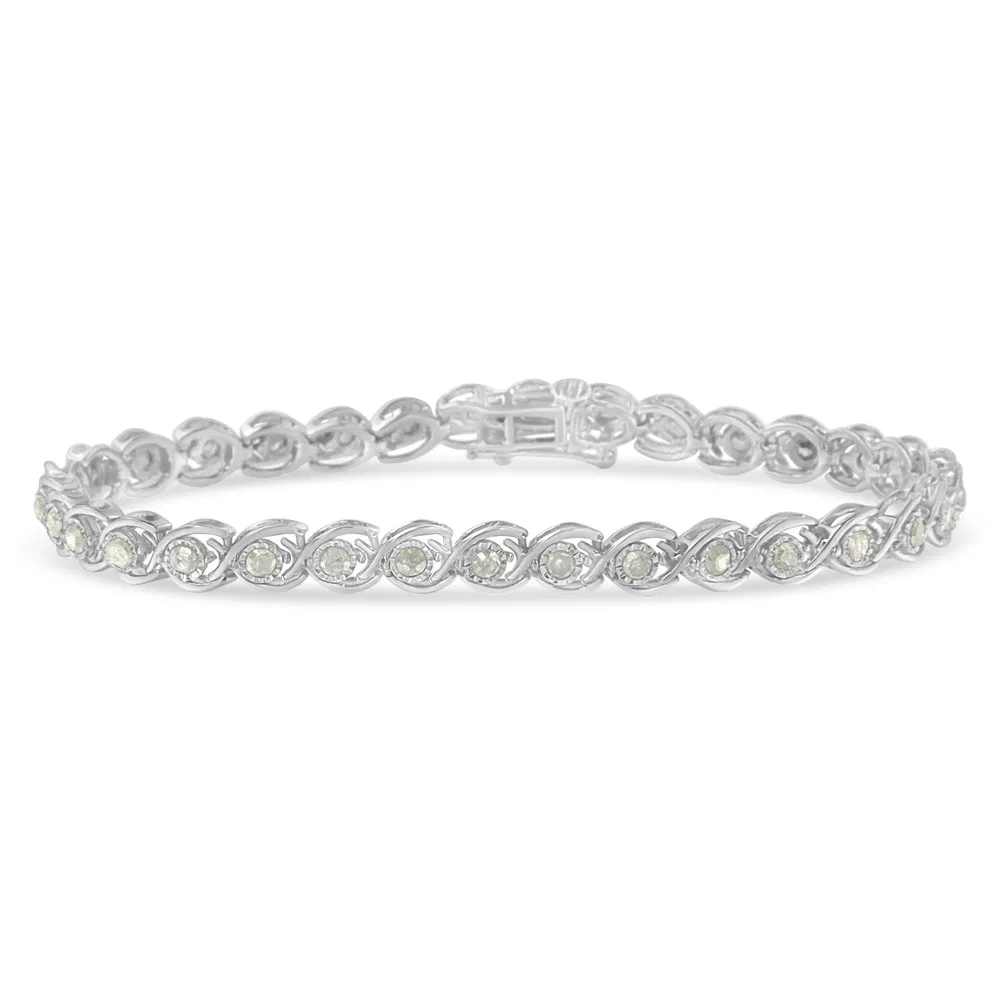 .925 Sterling Silber 2 cttw Miracle Plate Set Diamant Spiral Link Armband (I-J Farbe, I3 Klarheit) -7