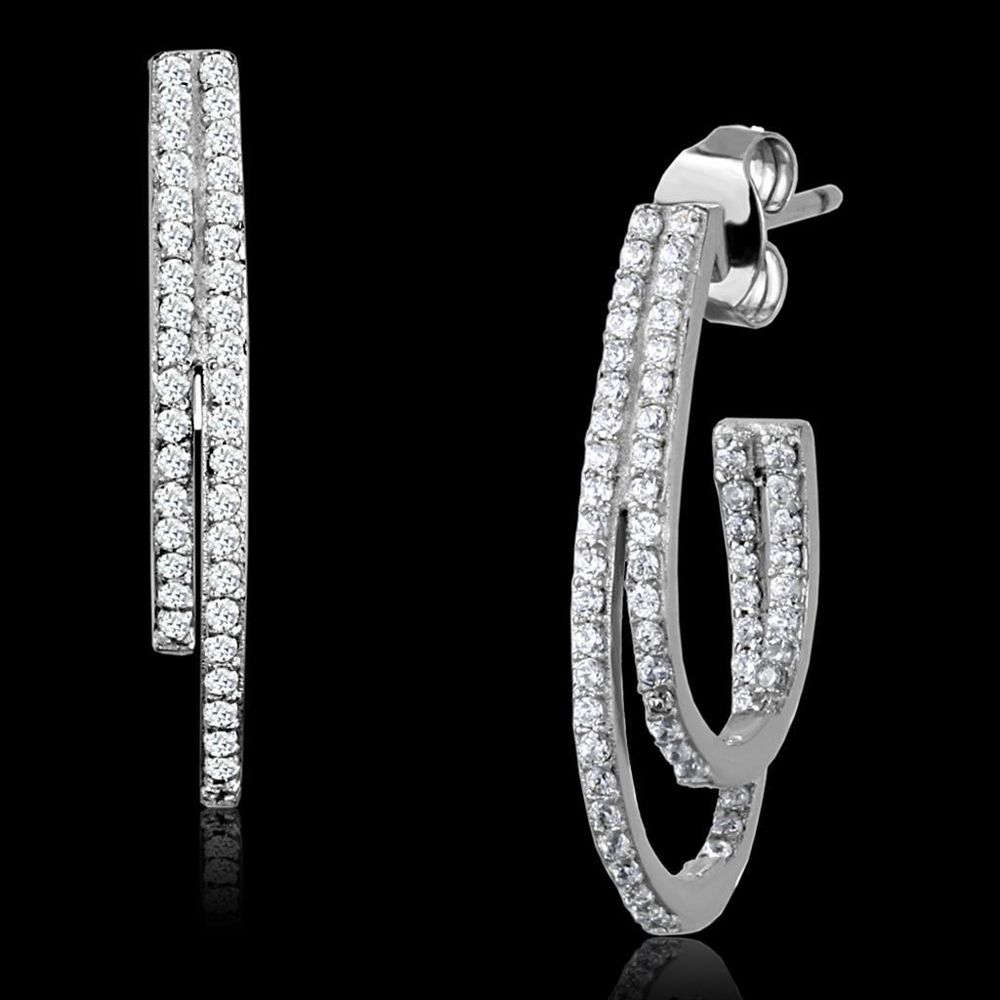 TS293 - Rhodium 925 Sterling Silber Ohrringe mit AAA-Klasse CZ in Clear