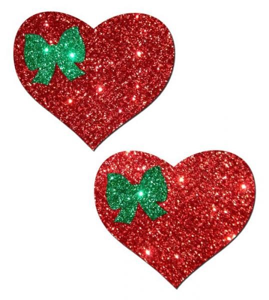 Paste Sweet Red Glitter Heart mit Grünem Glitter Bow