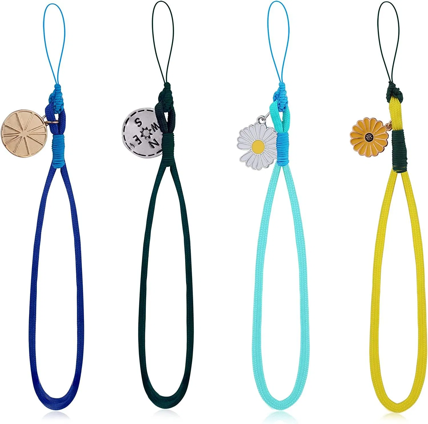 4pcs Y2k Phone Charms Handgelenk Armband Handgemachte Handy Case Charms Perlen Frucht Perle Regenbogen Clay Acryl Armband Schlüsselbund für Frauen Mädchen Telefon Zubehör