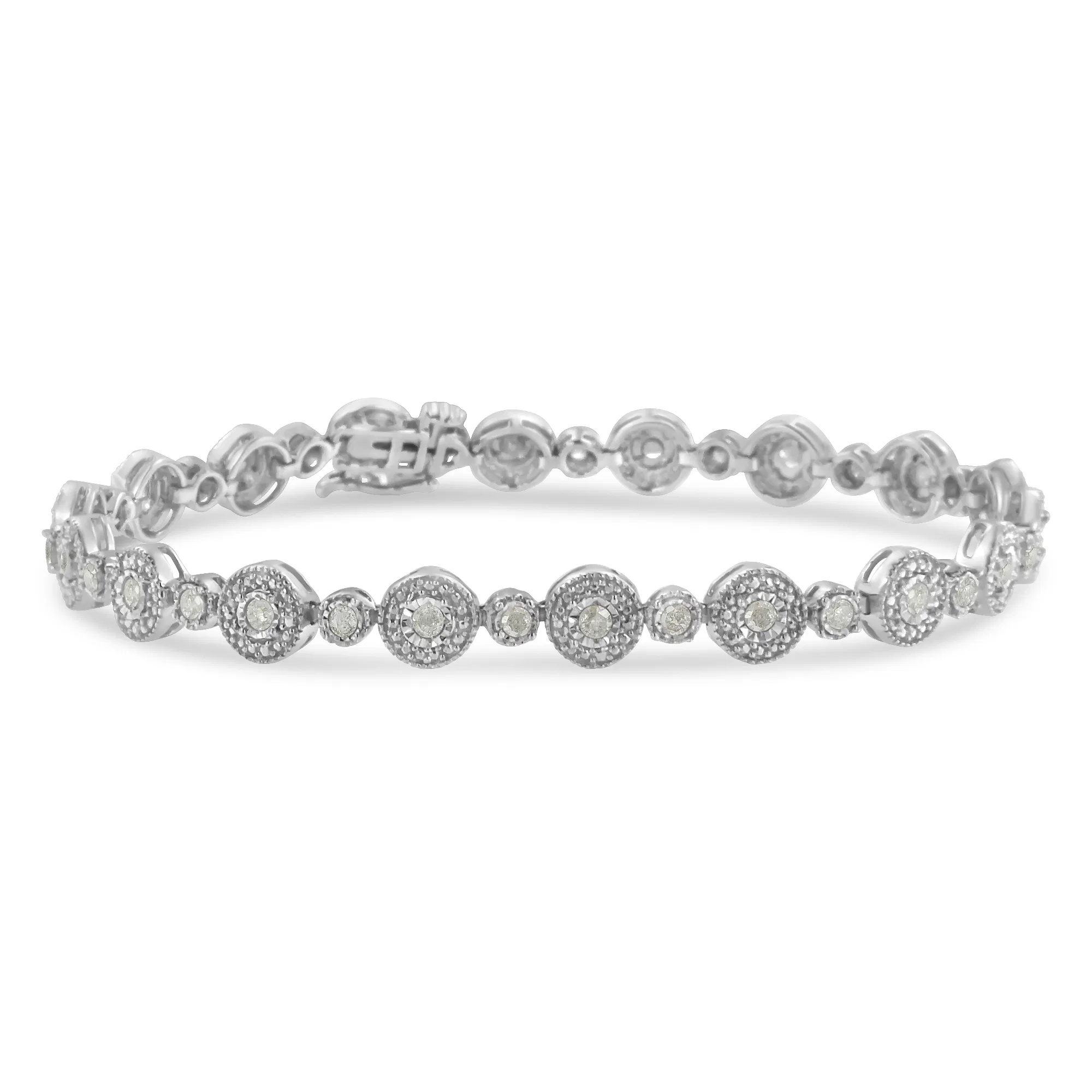 .925 Sterling Silber 1 1 / 3 cttw Wunderplatte Set Diamant Wechselnde Link Armband (I-J Farbe, I3 Klarheit) -7