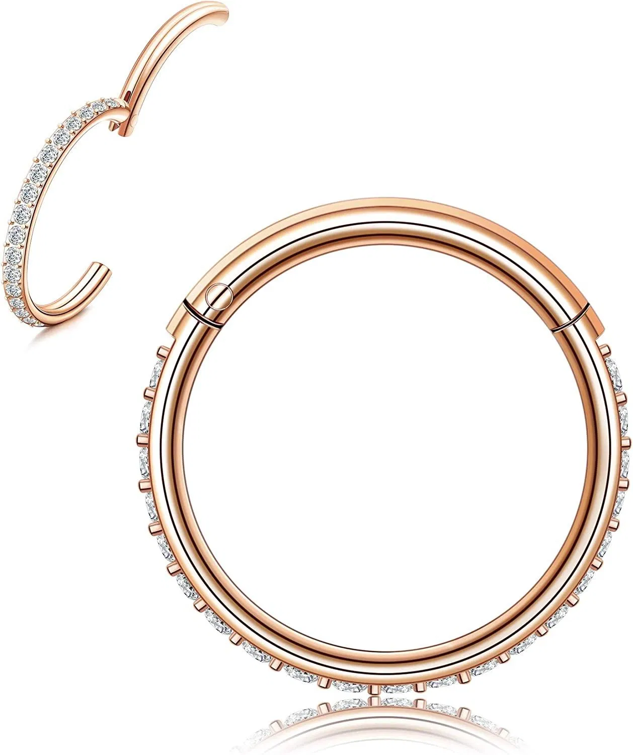16G 18G Edelstahl Nasenringe Schleife für Frauen Männer Septum Clicker Hinge Ohr Piercings für Knorpel Tragus Helix Couch Daith Lobe Nahtlose Schlafringe 6MM - 8MM