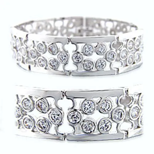36702 - Rhodium-Brass - Armband mit AAA-Klasse CZ in Clear