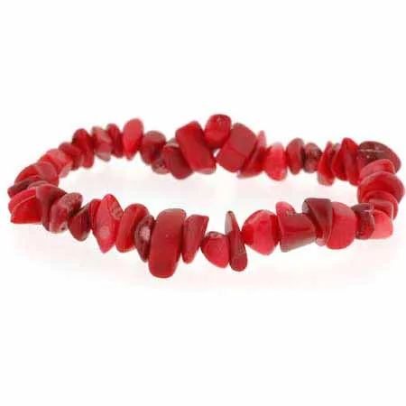 Rot Echtes Meer Bambus Coral Chip Stretch Armband
