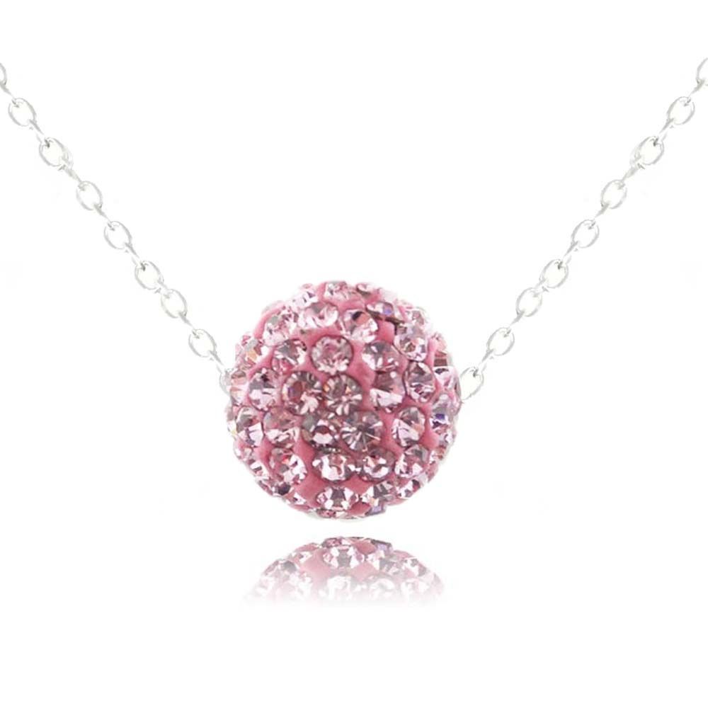 Sterling Silber 10mm Pink Crystal Feuerball Halskette