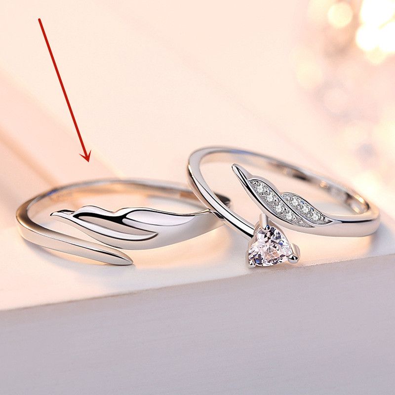 Sterling Silber Engel Federn Cupid Japanische und koreanische Männer und Frauen ein Paar Flügel Ring Paar