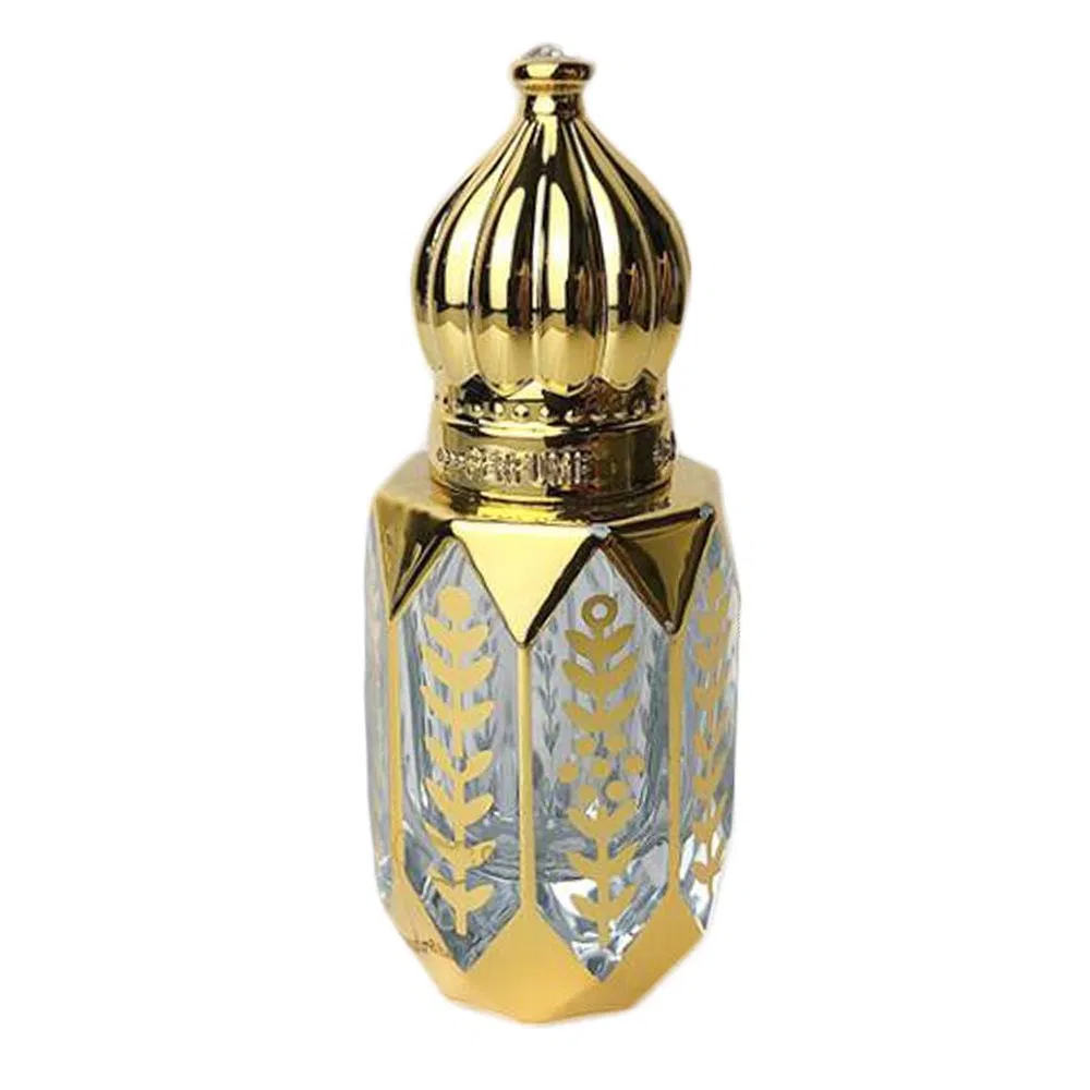 6ML Golden Vintage ätherisches Öl Glas Roller Flasche kleine Probe Dispenser Flasche tragbare Reise Parfüm Flasche Leere Flasche, Blätter