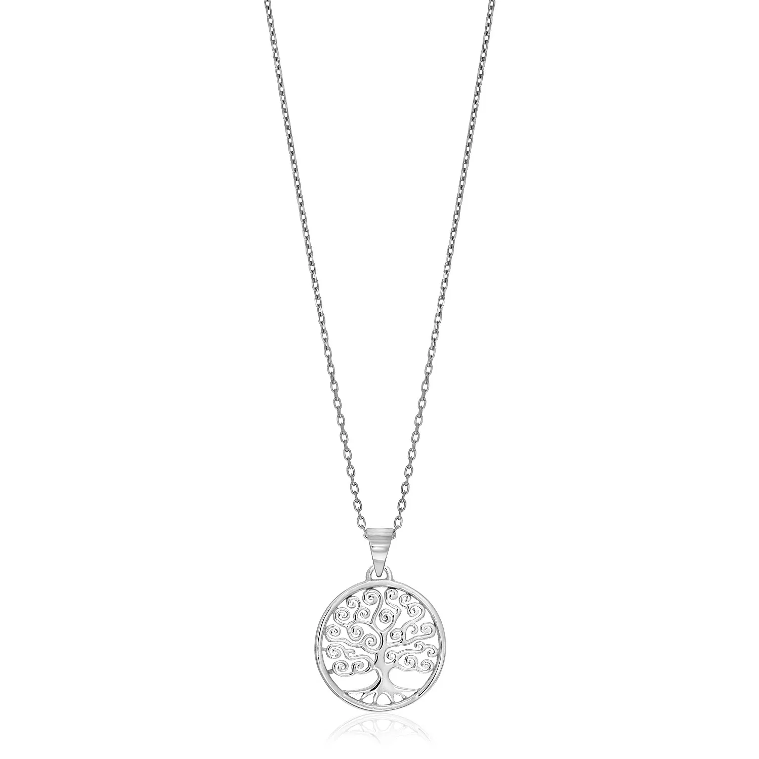 Sterling Silber Round Spiral Motif Baum des Lebens Halskette