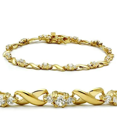 46801 - Gold-Messing - Armband mit AAA-Klasse CZ in Clear