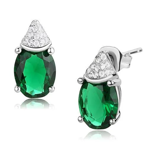 3W1371 - Rhodium 925 Sterling Silber Ohrringe mit synthetischem Synthetischglas in blauem Zirkon