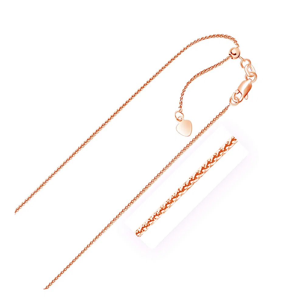 14 Karat Rose Gold verstellbare Weizenkette (1,00 mm)