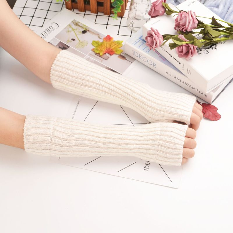 Lange Fingerless Handschuhe Damen Mitten Winter Arm warmer gestrickter Arm Arm Ärmel Fine Casual Soft Girls Goth Kleidung Punk Gothic Handschuhe